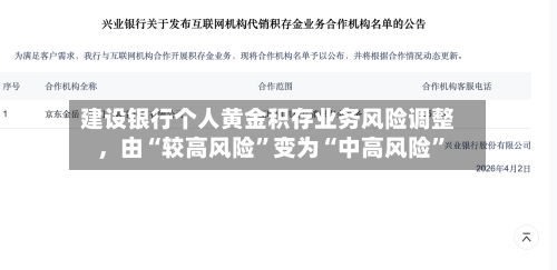 建设银行个人黄金积存业务风险调整	，由“较高风险”变为“中高风险	”-第3张图片