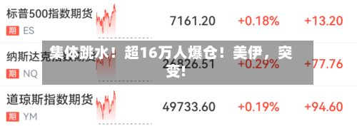 集体跳水！超16万人爆仓！美伊，突变!