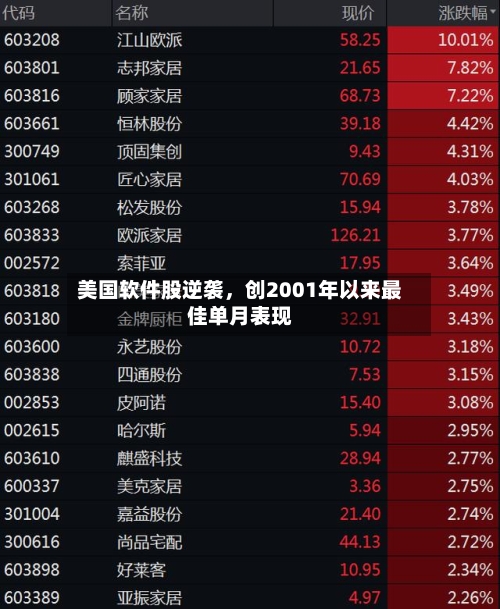 美国软件股逆袭，创2001年以来最佳单月表现-第3张图片