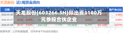 天龙股份(603266.SH)拟出资3180万元参投合伙企业