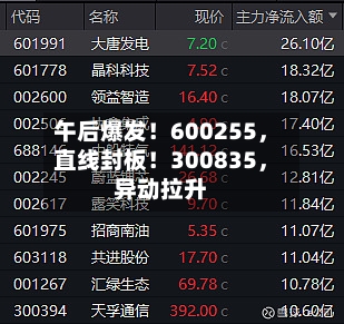 午后爆发！600255，直线封板！300835，异动拉升-第2张图片